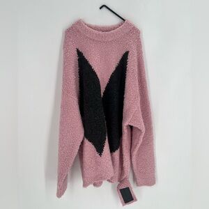 We11done Argyle Knit Oversized Sweater In Pink